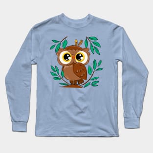 Owl cute foliage Long Sleeve T-Shirt